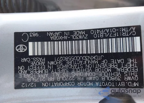 2013 Toyota Prius Four из США, поврежденный, VIN JTDKN3DU0D5580271